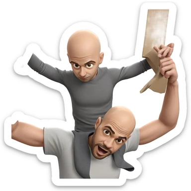 bald man carrying something sticker