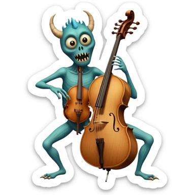 a monster of some kind with some sort of instrument as a part of its body sticker