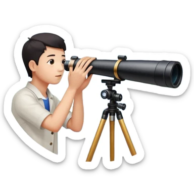 a vast, stunning view of China spreading out in the background, with a telescope in hand sticker