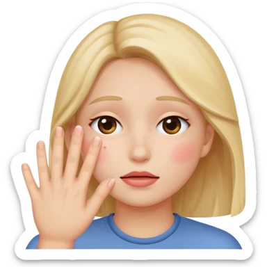 blushing covering face with hand sticker