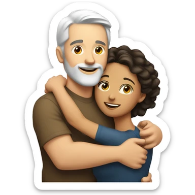White man an hispanic woman hug each other sticker