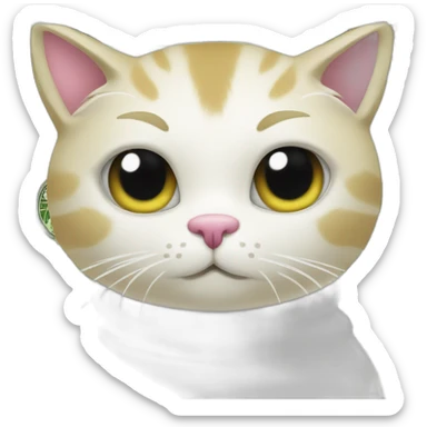 cat with a towel and a dollar bill (1$) sticker
