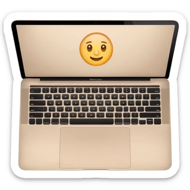 light beige MacBook laptop, top view, emoji style sticker
