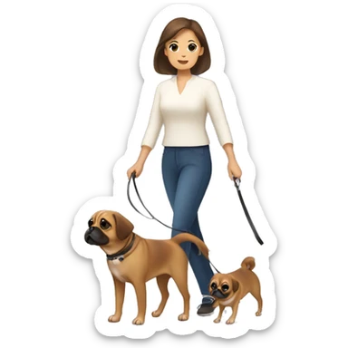 Mid 30s filipina walking two brown pugaliers on leash sticker