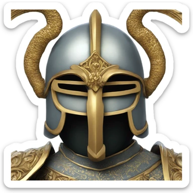 ornate french full-face armet helmet intricate inlays sticker