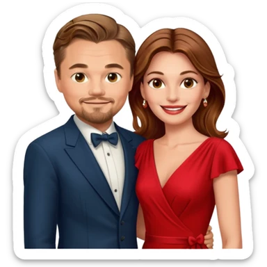 leonardo di caprio and Julia Roberts in a red dress sticker