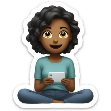 girl watching tv while on bed sticker