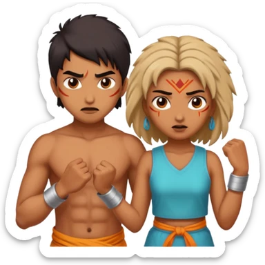 brother and sister fighting modern culture naughty  - indian skin and hairstyle sticker