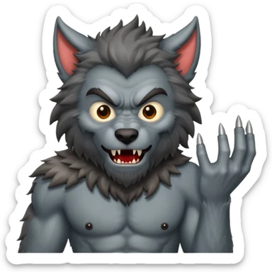 Create an emoji of Werewolf half bodied till waist sharp nails sticker