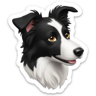 Border Collie black with one erect ear sticker