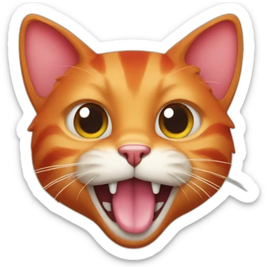 Red cat with tongue hanging out sticker