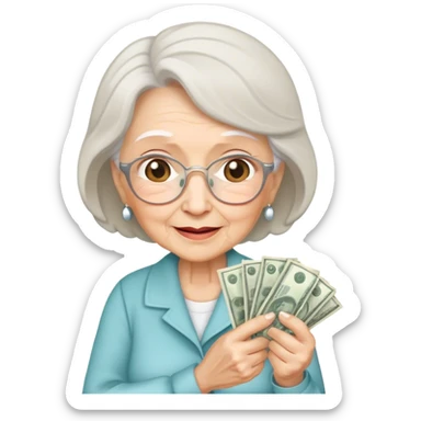 cute grandma with money in her hand sticker