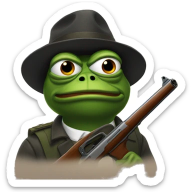 pepe with a shotgun sticker