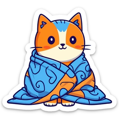 Blue bird with a cat blanket sticker
