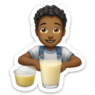 Une petite enfant de moins d'un an qui sait lire "lait entier" sticker