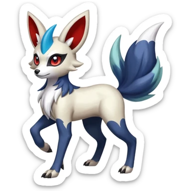 Colorful Skilled Adept Graceful Asian Painted Meloetta-Lycanroc-Absol-Zangoose-fusion-hybrid-creature (full body) sticker