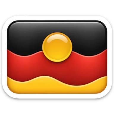 A wawy black and red rectangle with medium sized yellow circle in the middle sticker