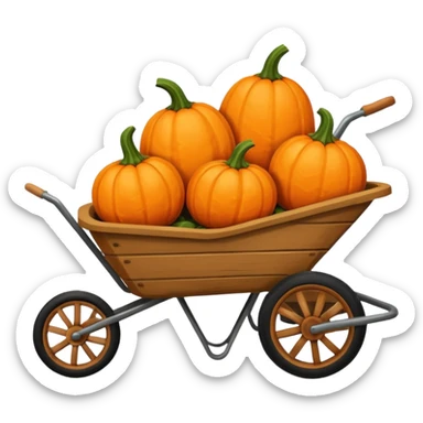Mini pumpkins in a wheelbarrow sticker