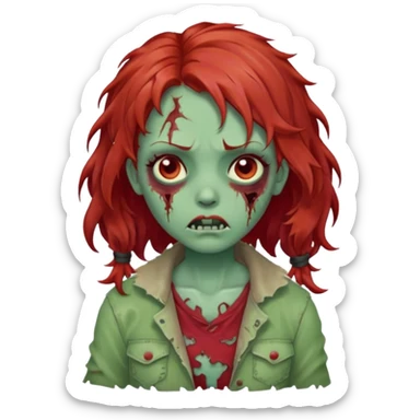 Garota zumbi com cabelo ondulado vermelho  sticker