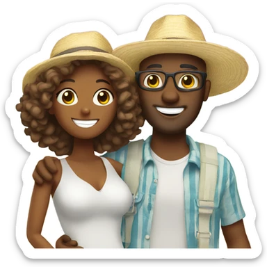 happy couple on vacation sticker