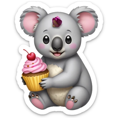 koala with cupcake sticker