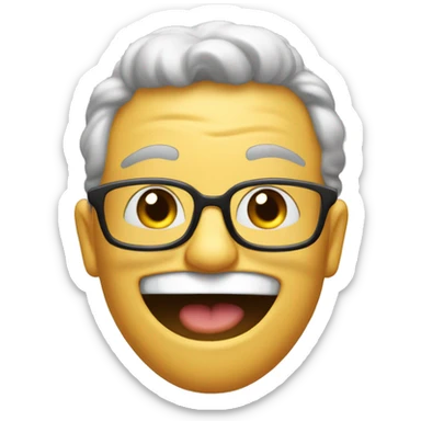 smiling shushing face nerd emoji with a big ass grin sticker