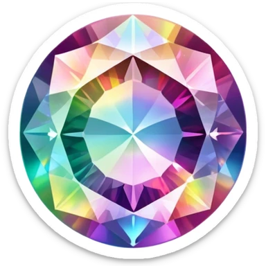 Faceted round mystic quartz with holographic rainbow effect and brilliant shine sticker