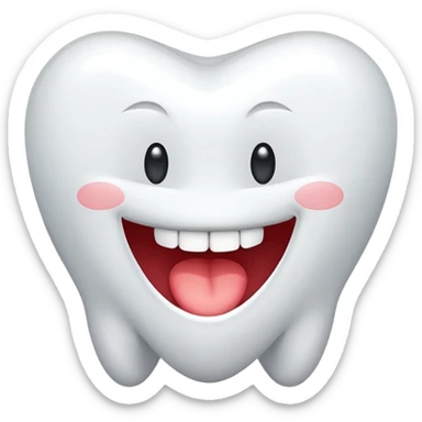 white tooth with a happy wink sticker