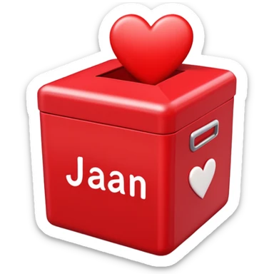 JAAN in bold letters in a red box with hearts  sticker