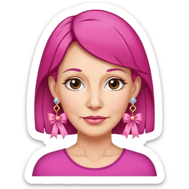 Mature Women with earrings of pink ribbons sticker