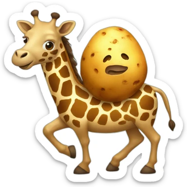 a potato riding a giraffe sticker