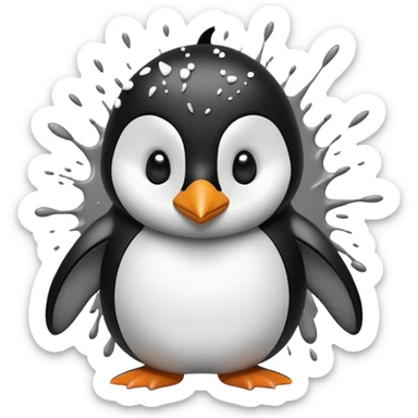 penguin bursting with cartoon explosion sticker