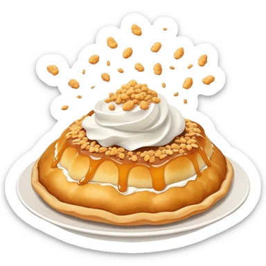 crispy Hungarian lángos being smashed with crumbs flying, fun and dynamic sticker