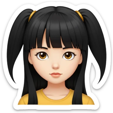 Black long hair girl with bangs sticker