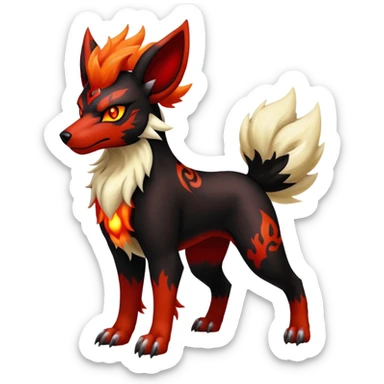 Shiny Exotic Gothic Houndoom-Arcanine-Pokémon-Fakémon-hybrid-creature sticker
