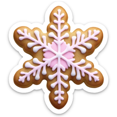 A snowflake cookie with light pink frosting  sticker