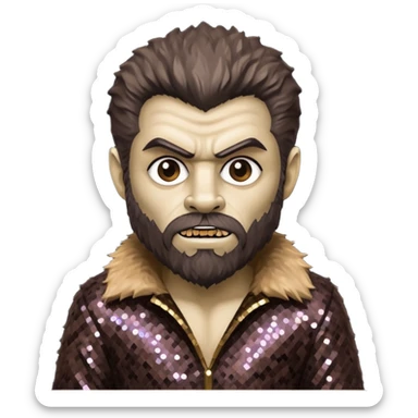 The Wolfman from Universal Monsters with brown fur, dark brown sequin outfit  sticker