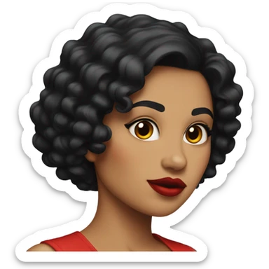Big chest, Latina woman with short curly black hair and big red lips sticker