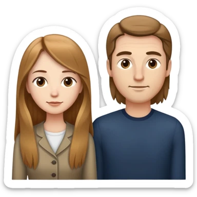 Short wife with light brown long hair next to tall husband  sticker