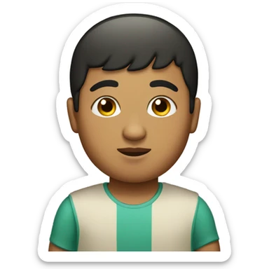 Chubby Arab boy with bowl cut and tanned skin sticker