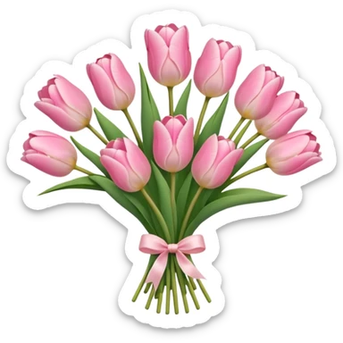 light pink tulip bouquet  sticker