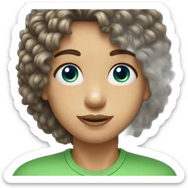 mec brun cheveux bouclé yeux vert bleu sticker