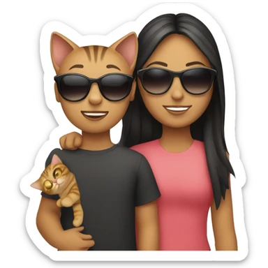 Me and my sister holding a cat with sunglasses on sticker