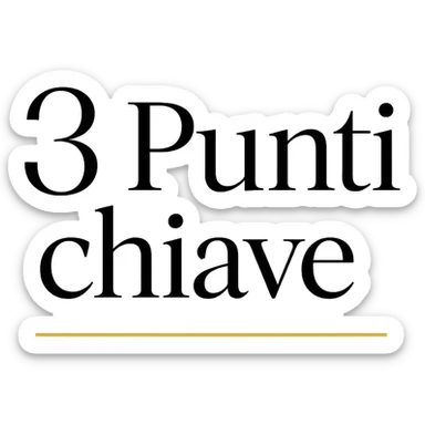 typographic composition of the text '3 Punti chiave' in elegant modern font, professional style, black on white with thin gold accent, minimal decorative line, suitable for presentation or professional document sticker