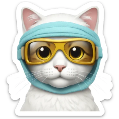 Spa cat with ski googles sticker