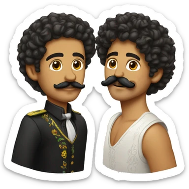 mexican with lil mustacheand curly hair and  sticker