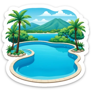 piscina con paisaje sticker