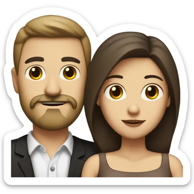 A man with a white mustache and beard and a brunette wife sticker