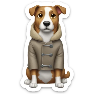 Dog wearing a coat sticker