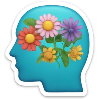ADHD logo with a brain with Flowers  sticker